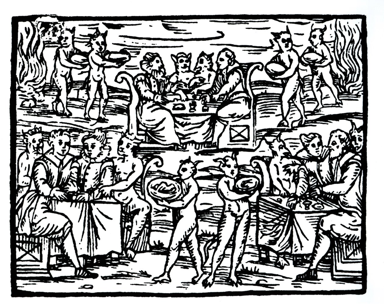 A Boszorkányok szombatja, egy illusztráció másolata a Compendium Maleficarumból, Fr M Guacciustól, Milánó, 1608, a Varázstörténetben használt, a 19. század végén megjelent. alkotó: Italian School