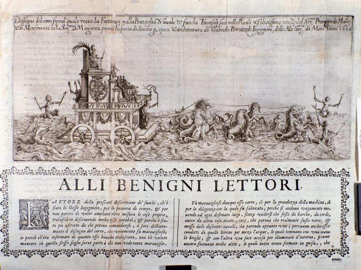 Az allegorikus szekér. A Gonzaga hercege által Mantovában rendezett ünnepségeket leíró Krónikákból alkotó: Italian School