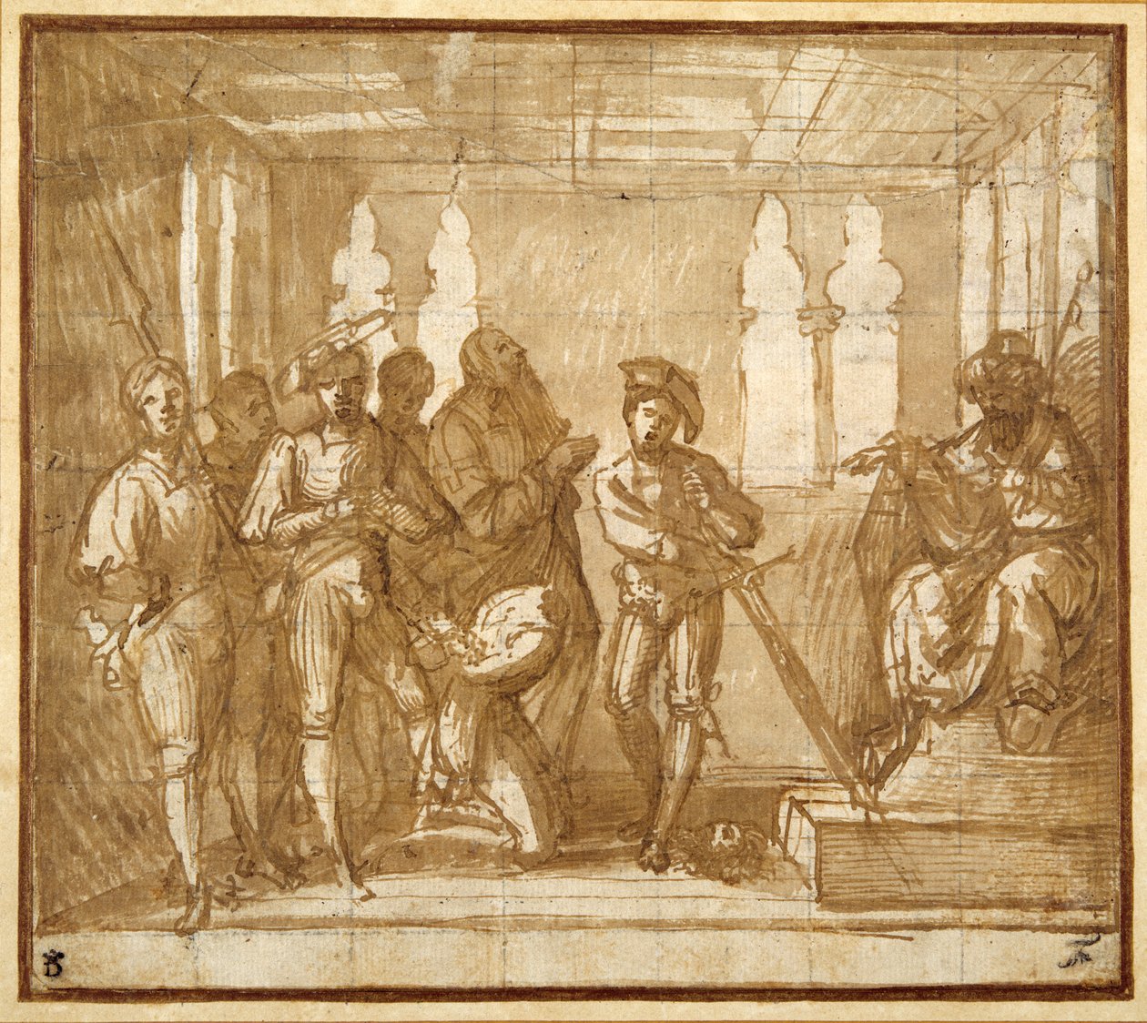 Egy szent lefejezése (toll és tinta mosással és krétával papíron) alkotó: Italian School
