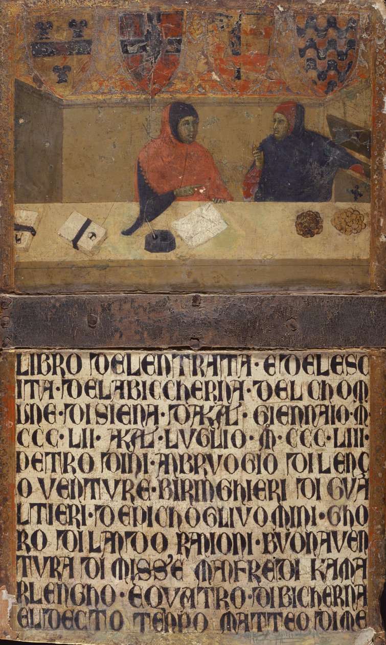 A kamarás és egy író az irodájukban (fára festmény) alkotó: Italian School