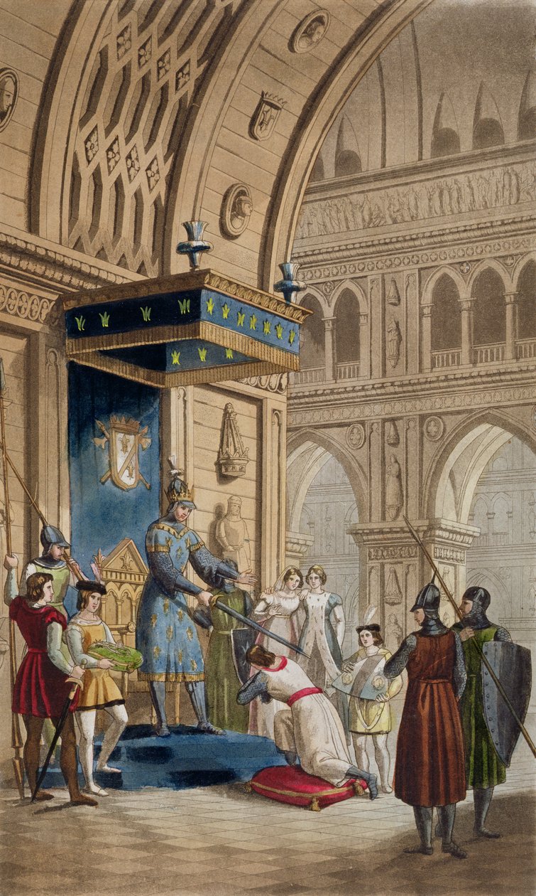Egy templomos lovag megalkotása Lancelot of the Lake kéziratából, 1820-30 körül megjelent alkotó: Italian School