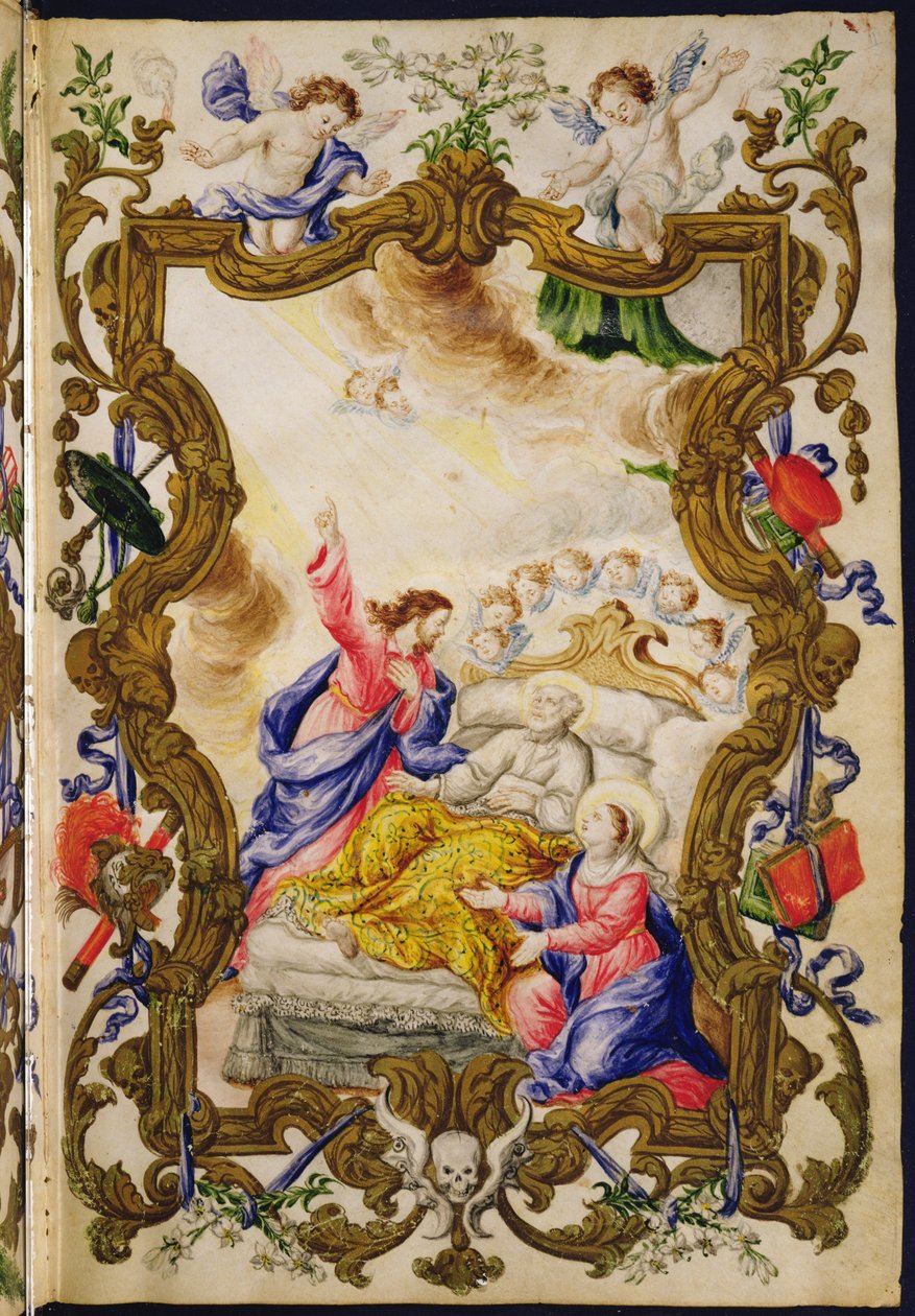 A keresztény jó halála, a Buona Morte világi céhének Mariegolájából, 1712-1714 körül (tinta pergamen) alkotó: Italian School