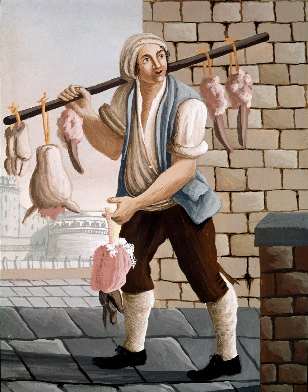 A vándor hentes, aki borjúhúsfejeket árul, 19. századi – Nápolyi Museo Nazionale di San Martino alkotó: Italian School