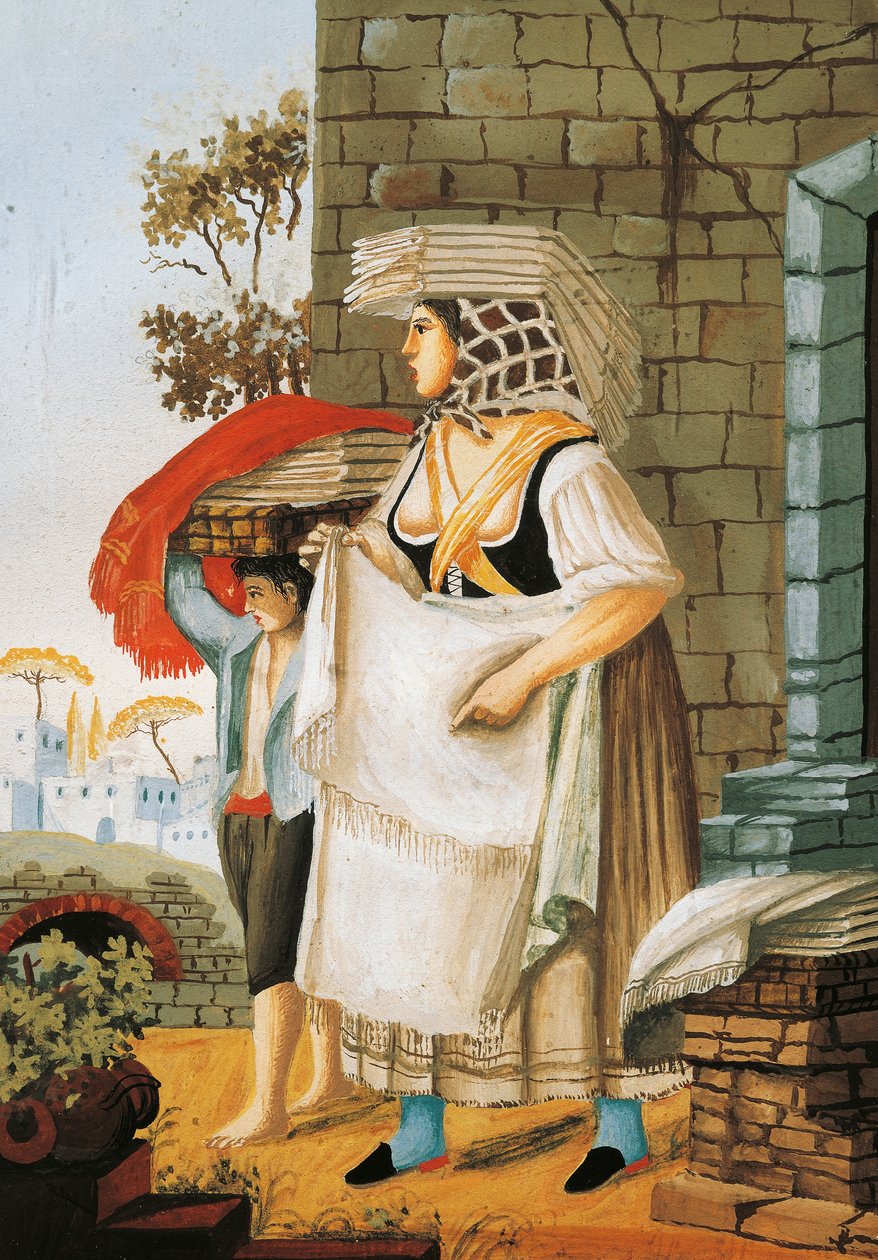 Az ágynemű- és csipkeárus Nápolyban, Olaszországban alkotó: Italian School