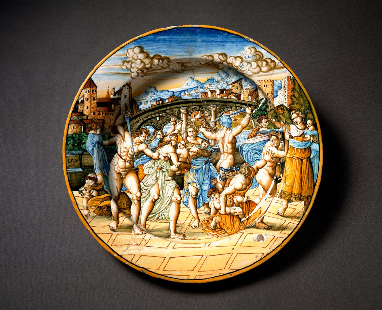 Az ártatlanok lemészárlása. Az olaszországi Fontana műhelyben Urbinóban gyártott kerámialemez. 1566 Firenze környékén, Museo Nazionale del Bargello alkotó: Italian School