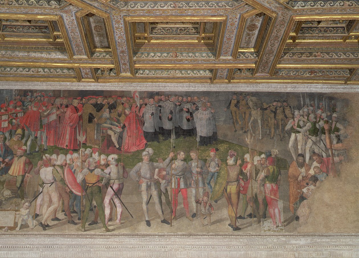 Hűségi eskü Luigi Gonzaga első kapitánynak 1328-ban (freskó) alkotó: Italian School