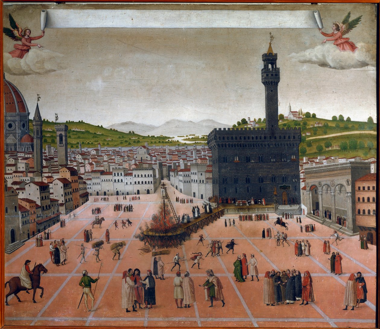 Girolamo Savonarola máglya a Piazza della Signoria-n, Firenzében 1498-ban (festmény) alkotó: Italian School