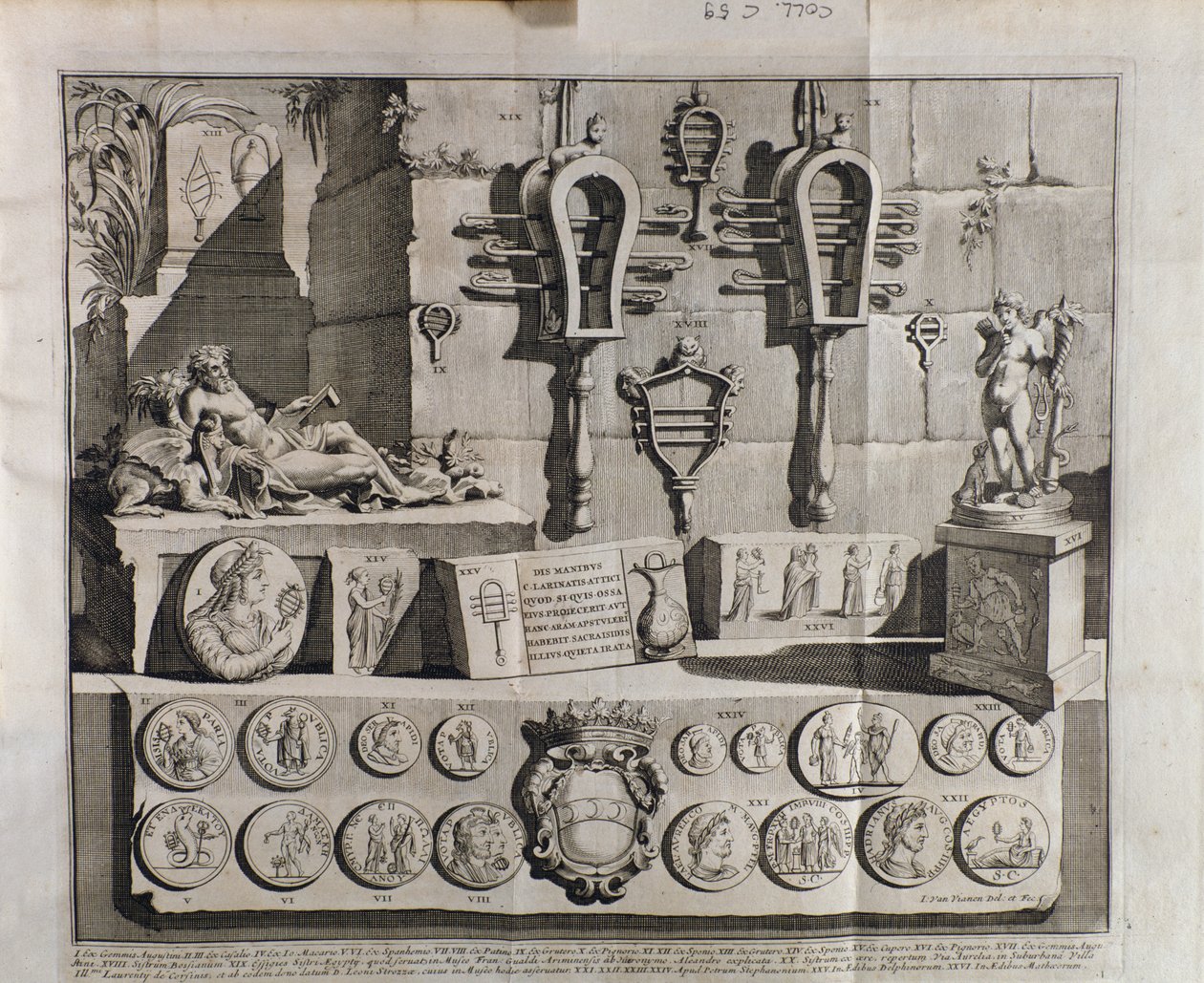 A szisztra (sistra), Benedictus Bacchinius (1651-1721) De sistri különböző ábrázolásai alkotó: Italian School