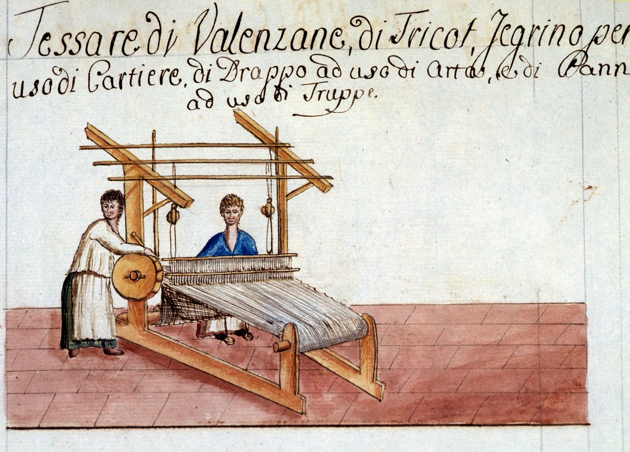 A gyapjú szövése. 1807. Milánói Állami Levéltár alkotó: Italian School
