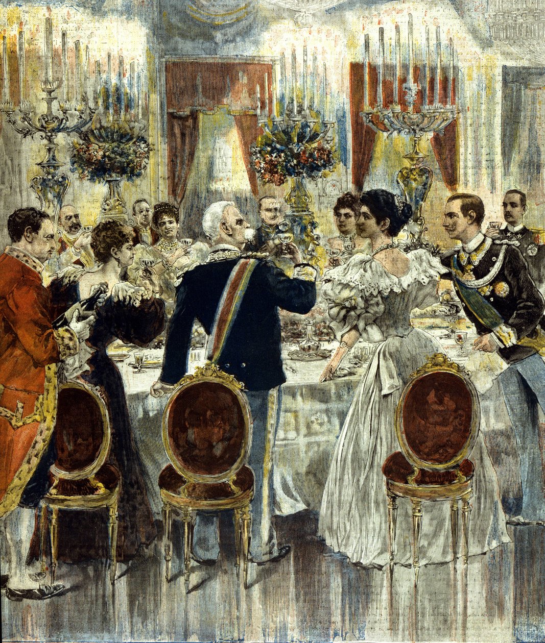 III. Viktor Emmanuel és a montenegrói Helene esküvőjét a római Quirinale-palotában tartották. 1896. alkotó: Italian School