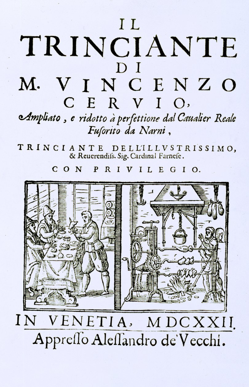 Egy olasz szakácskönyv címlapja, kocsma. Velence, 1622 alkotó: Italian School