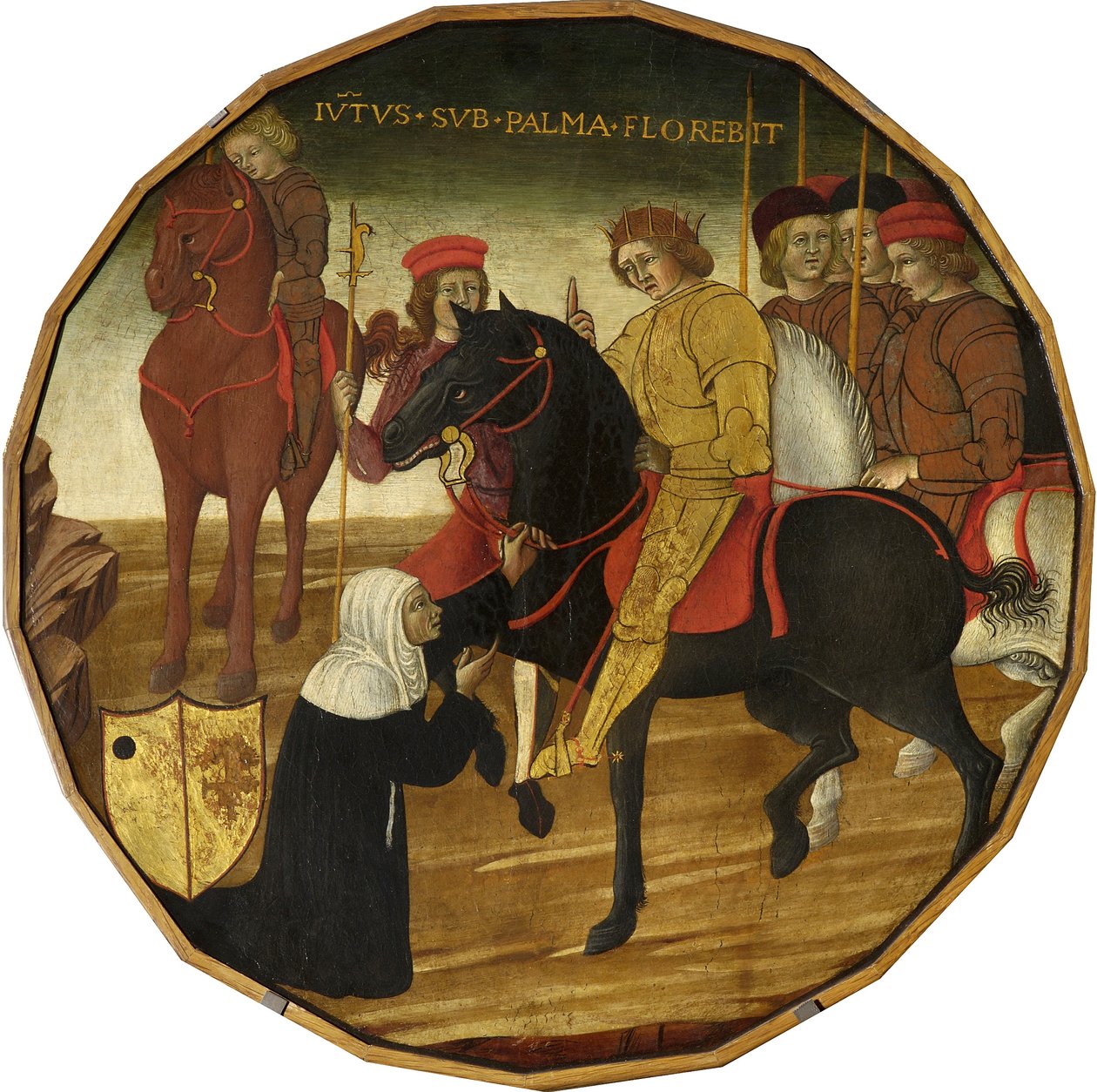 Traianus és az özvegy (tempera arannyal és ezüsttel a panelen) alkotó: Italian School