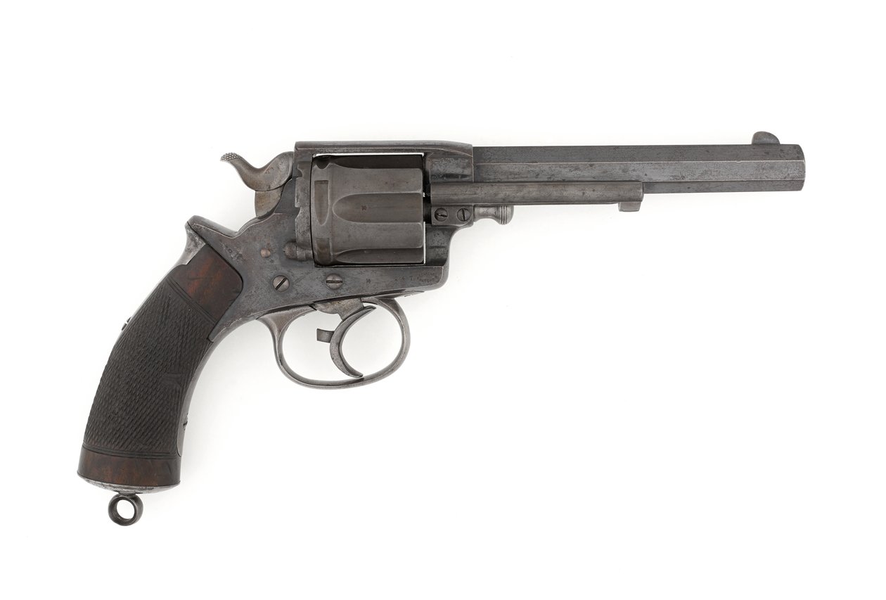 Tranter 0,450 hüvelykes kettős működésű középtüzelő revolver, 1878 körül (revolver, középtüzelő, Tranter MK I, 0,450 a hadsereg kettős működésében) alkotó: Italian School