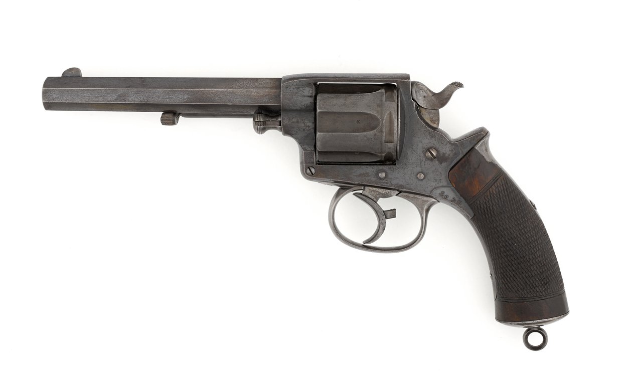 Tranter 0,450 hüvelykes kettős működésű középtüzelő revolver, 1878 körül (revolver, középtüzelő, Tranter MK I, 0,450 a hadsereg kettős működésében) alkotó: Italian School
