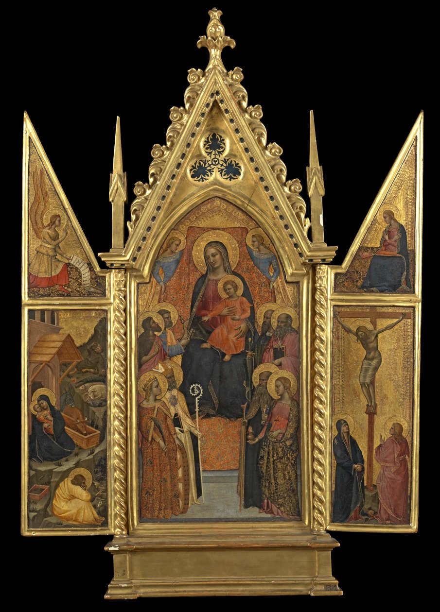 Triptichon – Nyolc szenttel trónoló szűz és gyermek, 1330-70 körül (tempera a panelen) alkotó: Italian School