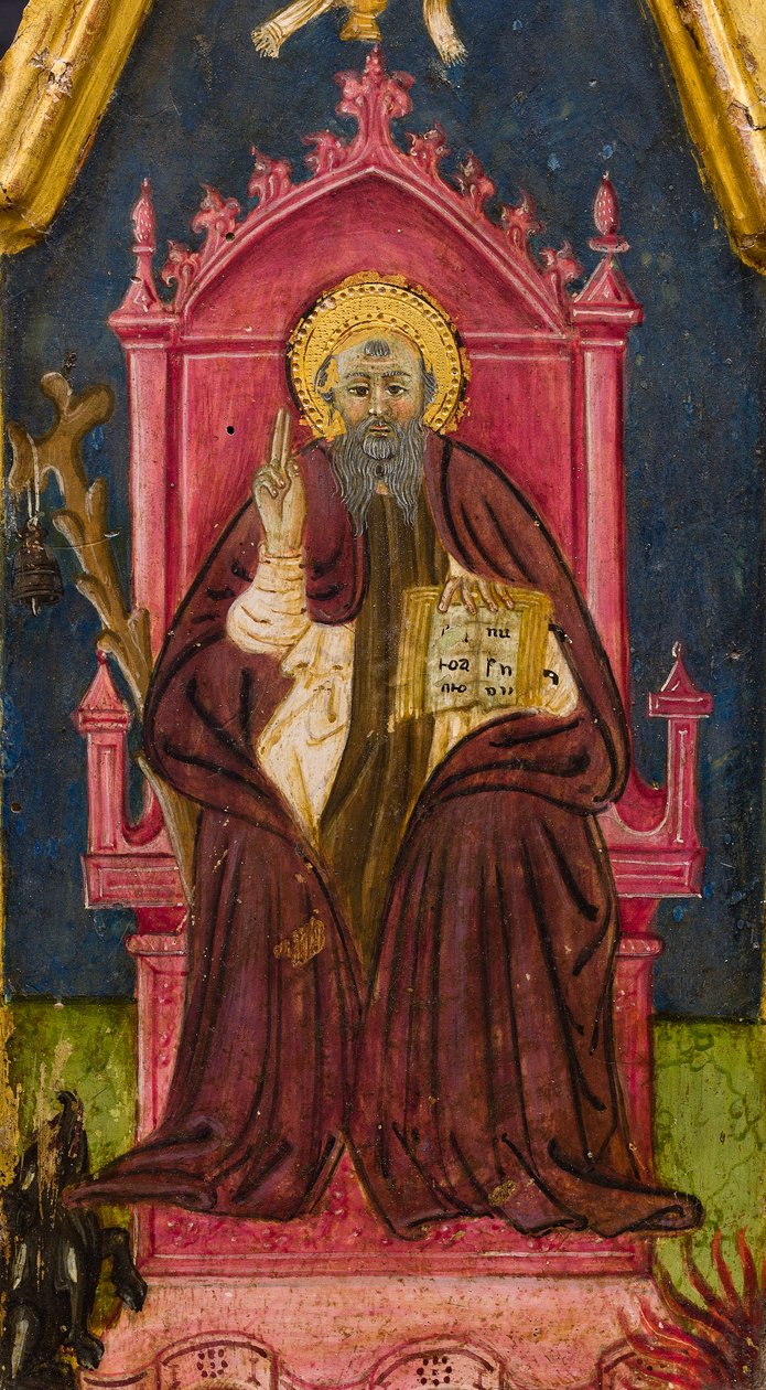Triptichon: Szent Antal apát trónolva, Szent Pál remete és Szent Onofriusz, részlet, 14. század közepe (tempera, tábla) alkotó: Italian School