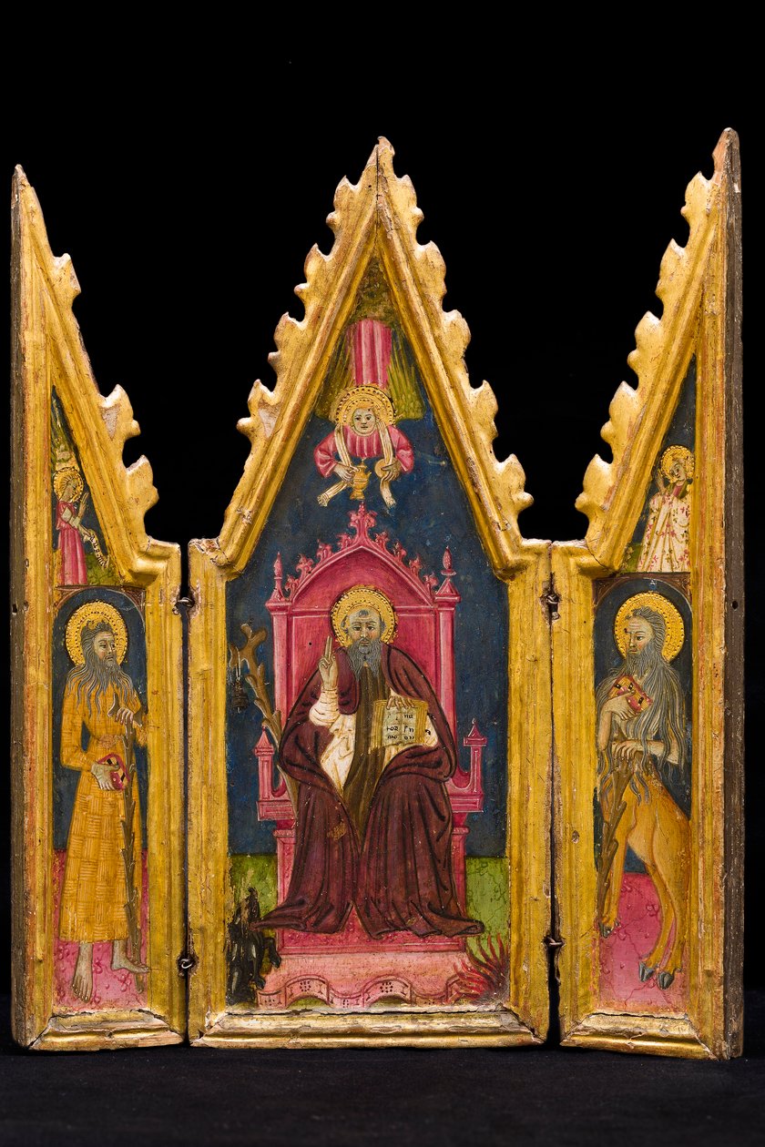Triptichon: Szent Antal apát trónolva, Remete Szent Pál és Szent Onofriusz, 14. század közepe (tempera, tábla) alkotó: Italian School