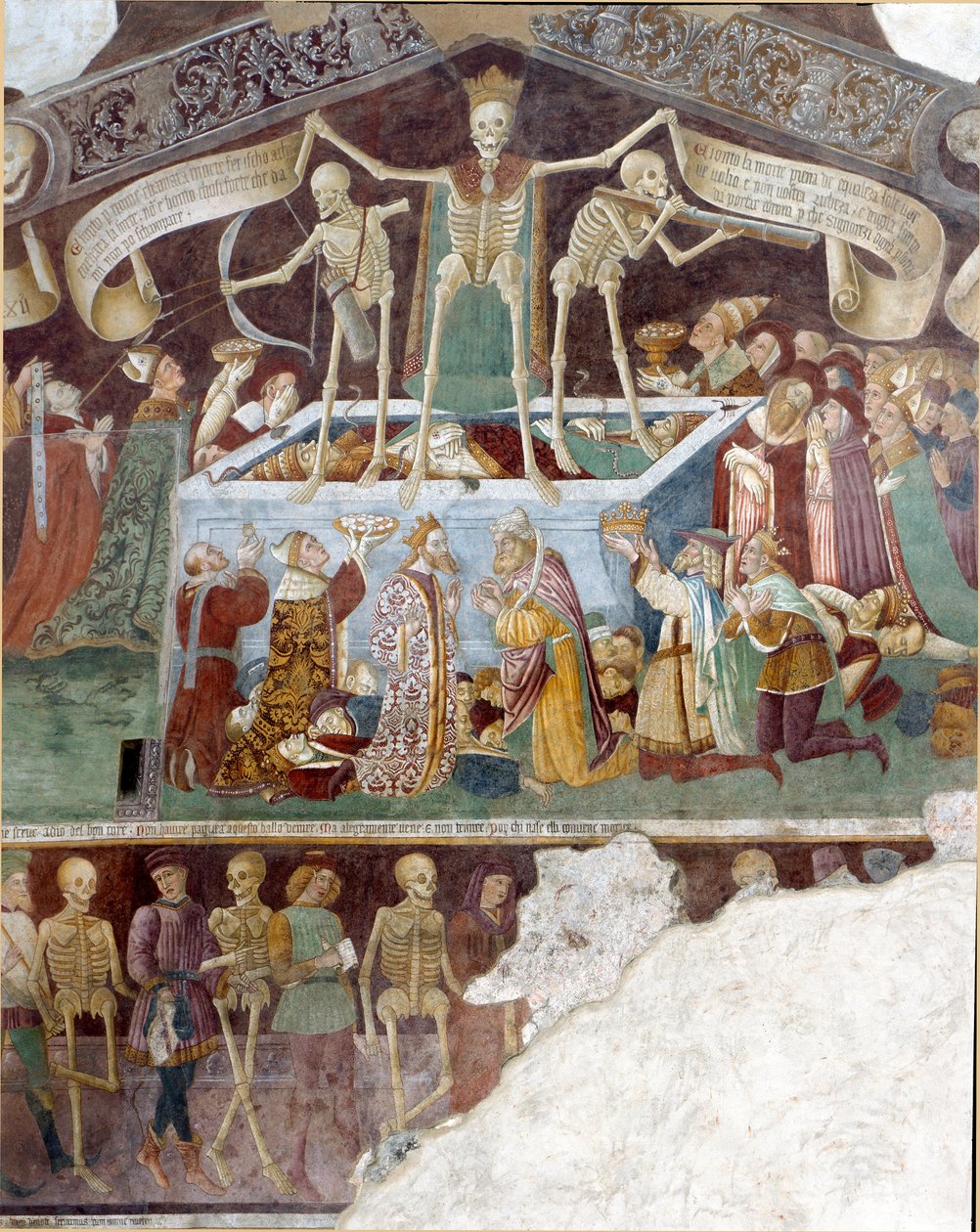 A halál diadala és a halál táncai. Részlet (restaurálás után) alkotó: Italian School