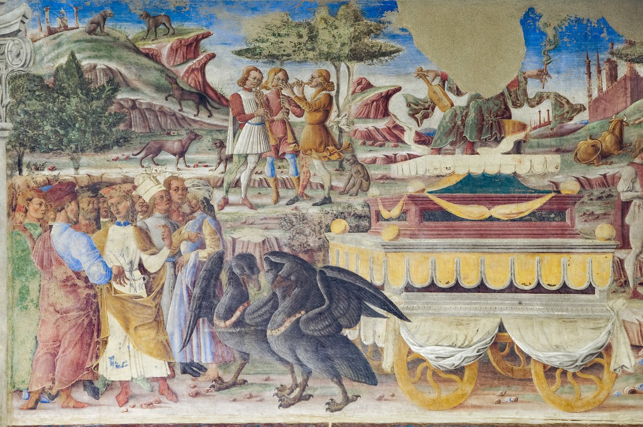 Merkúr diadala, A hónapok csarnoka, északi fal: "Június", 1468-70 körül (freskó) alkotó: Italian School