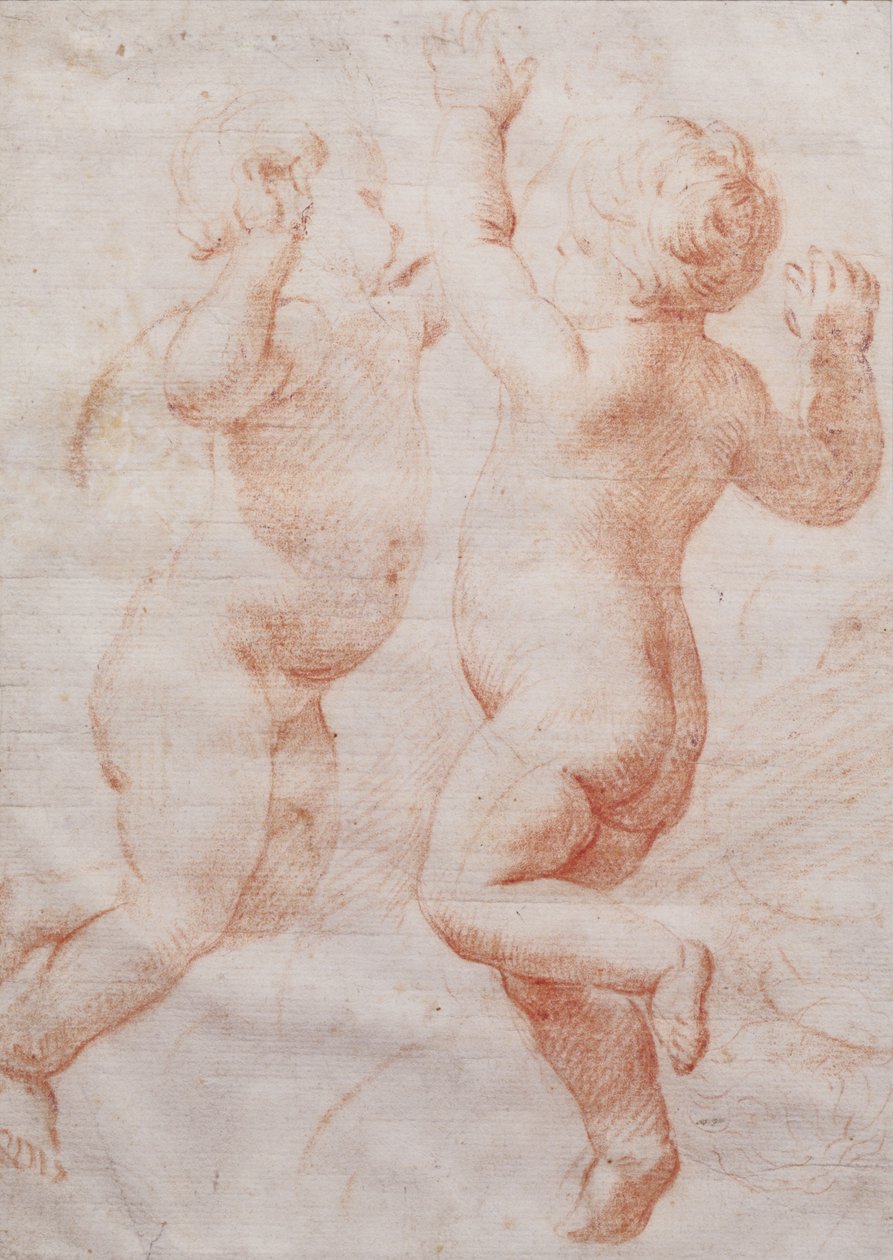 Két táncoló putti, 1700 körül (piros kréta) alkotó: Italian School
