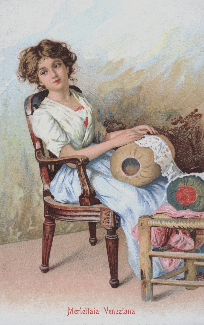 Velencei csipkeverő, Olaszország (chromolitho) alkotó: Italian School