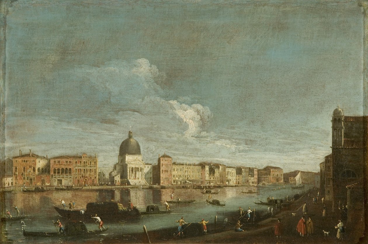 Kilátás San Simeone Piccolóra a Canal Grandén, Velence, 1760 körül (olaj, vászon) alkotó: Italian School