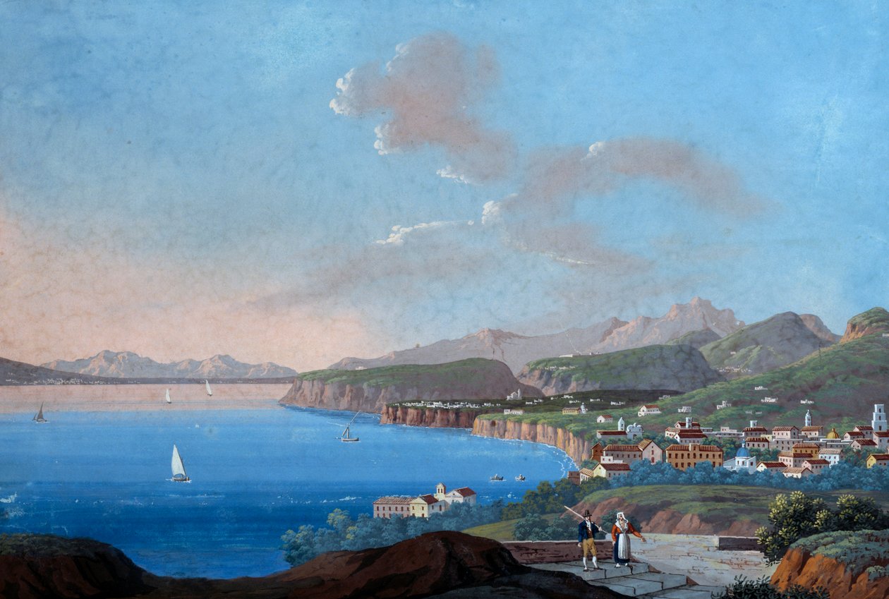 Kilátás Sorrentóra (guache) alkotó: Italian School