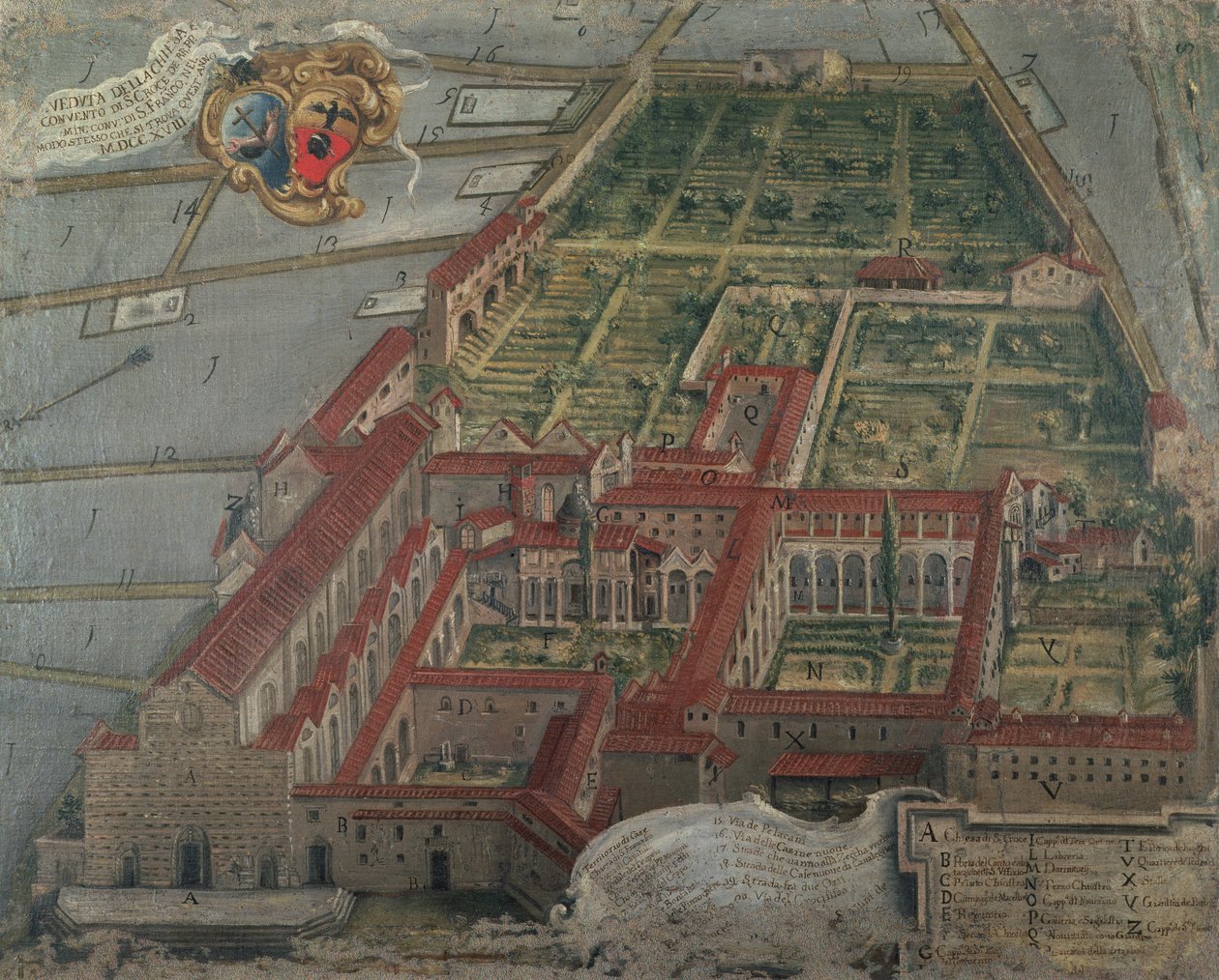 Kilátás a Santa Croce-templomra és kolostorra 1718-ban alkotó: Italian School