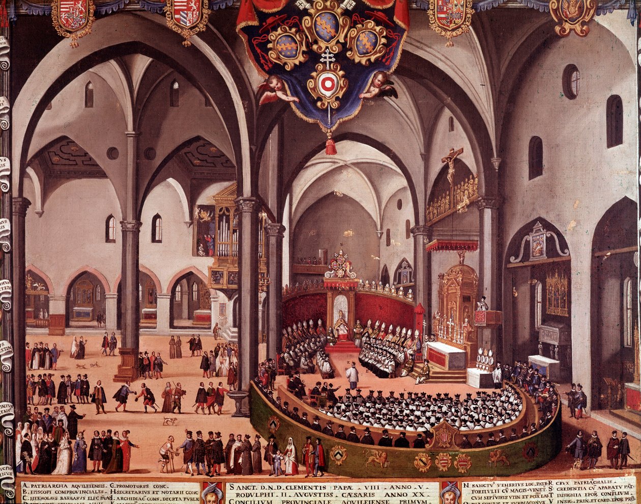 Az 1596-os aquileai zsinat látképe (Aquileai Tanács alkotó: Italian School