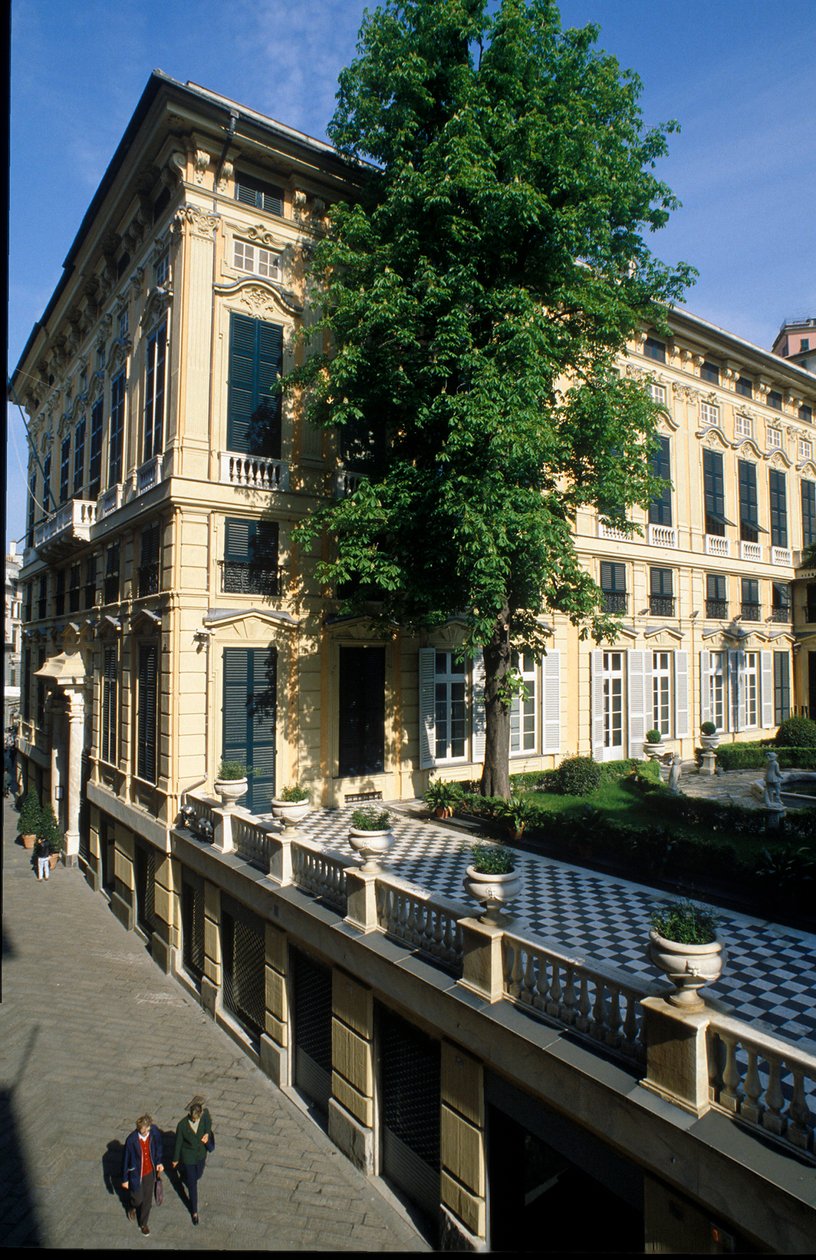 Kilátás az olaszországi Genesben (Genova) 1530-ban és 1540-ben épült Bianco palotára (Palazzo) (vagy Luca Grimaldi palotára) alkotó: Italian School
