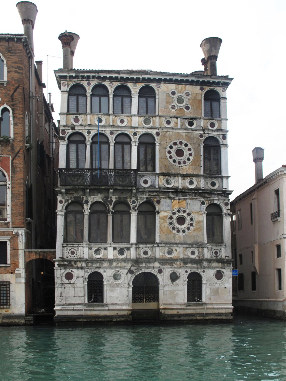 Kilátás a Palazzo (Palace) Dario (ca Dario) épületére Velencében, a Canal Grande partján. 15. századi palota (fotó) alkotó: Italian School