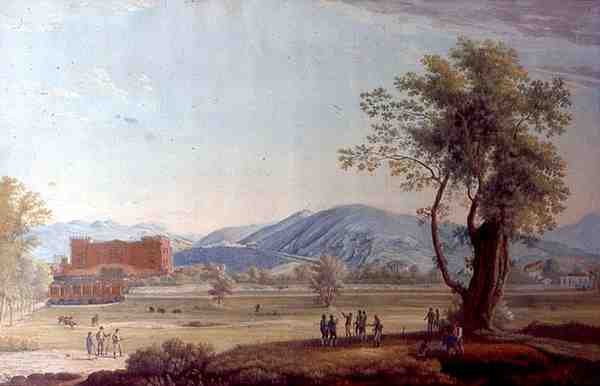 Kilátás a villára és a parkra (akvarell, papír) alkotó: Italian School