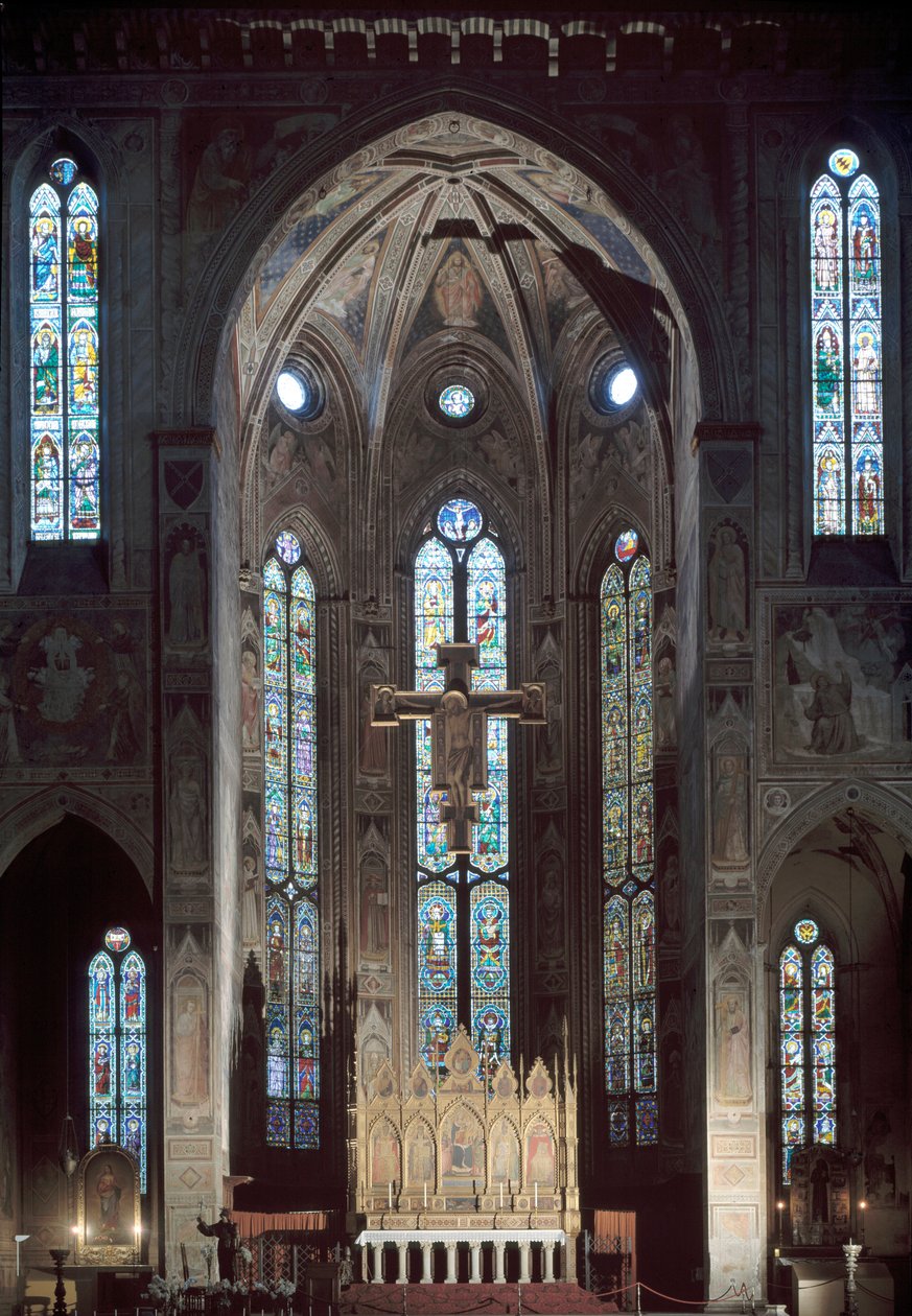Kilátás a Santa Croce-templom cappella maggiore-jára, freskókkal, 14. század eleje alkotó: Italian School