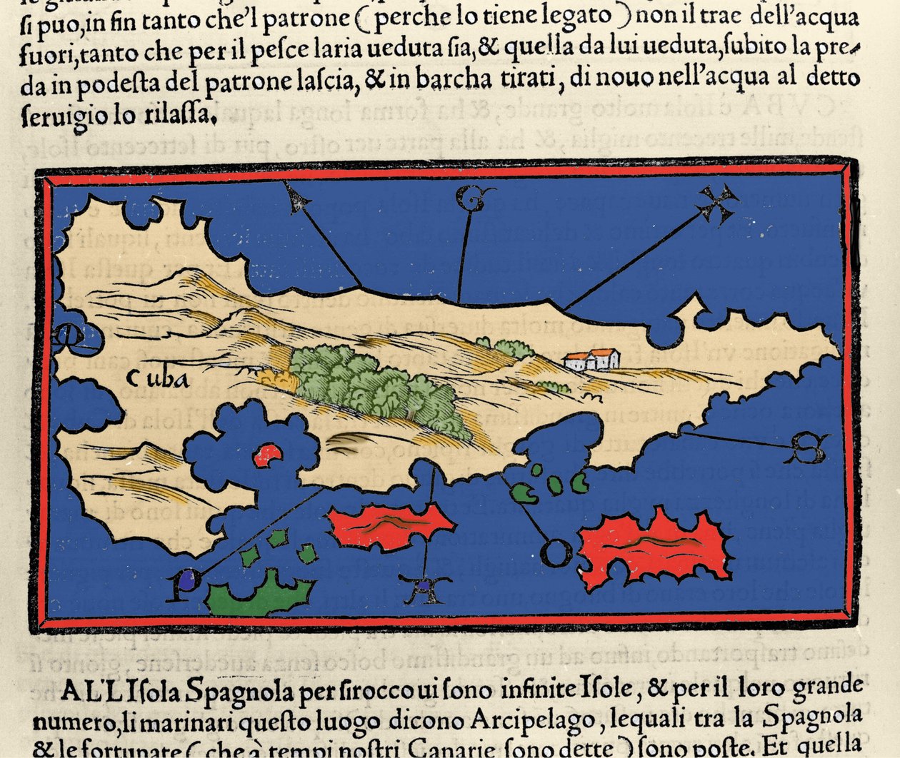 Kilátás Kuba szigetére. Isolario (szigetek térképe), készítette: Benedetto Bordone. Velence 1547 alkotó: Italian School