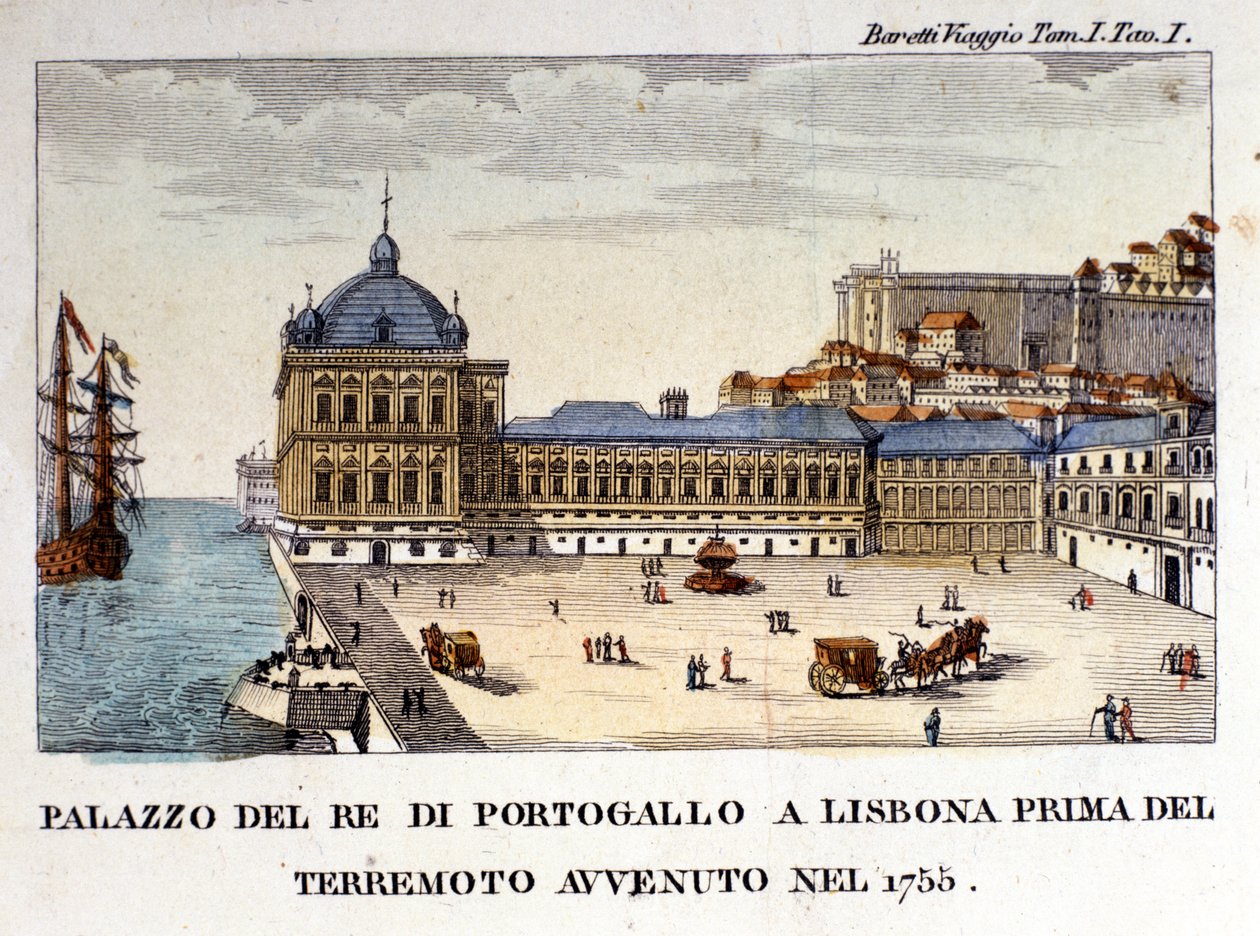 Kilátás a lisszaboni királyi palotára az 1755-ös földrengés előtt. alkotó: Italian School
