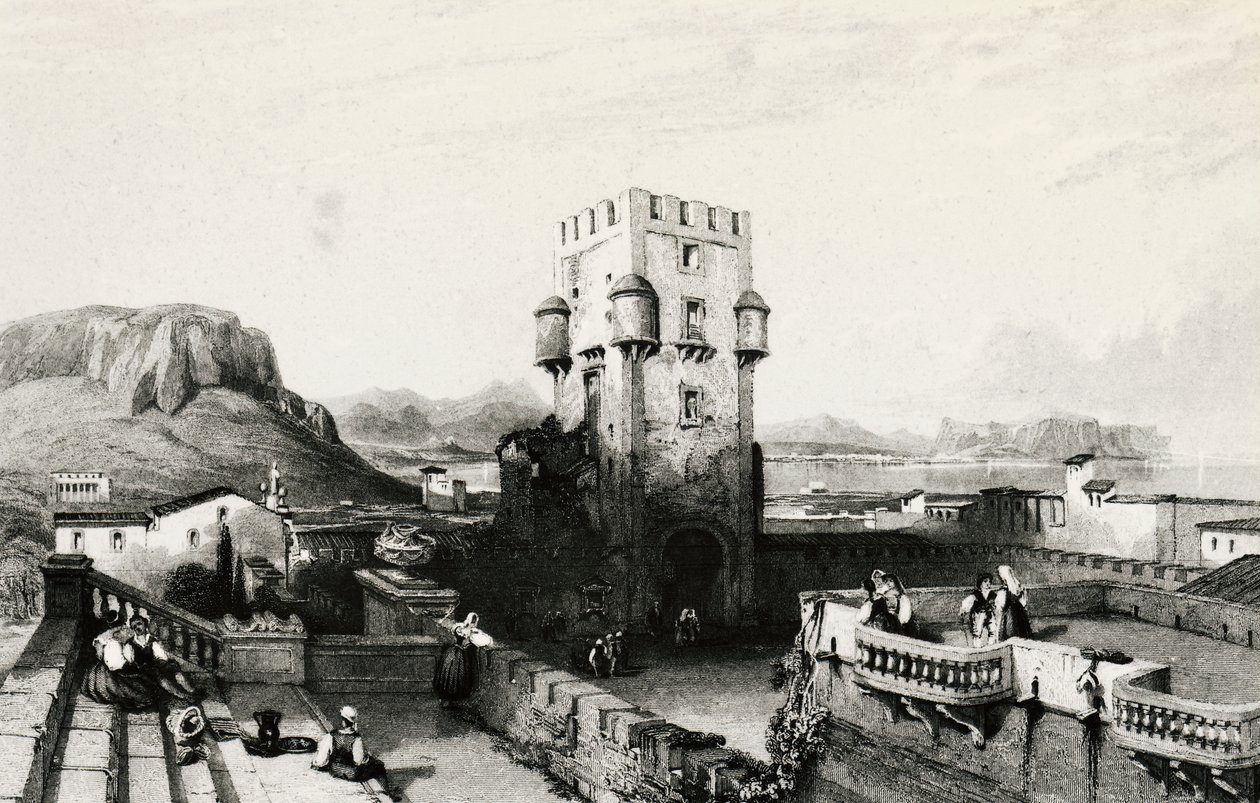 Villa Butera, Bagheria, Szicília, metszet, Olaszország alkotó: Italian School