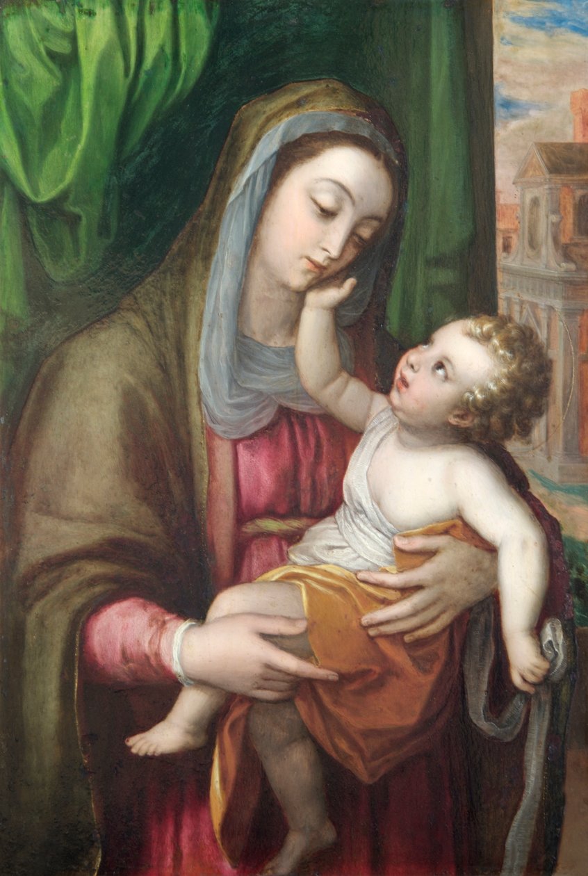Szűz és gyermek, 1600 körül (olaj, réz) alkotó: Italian School