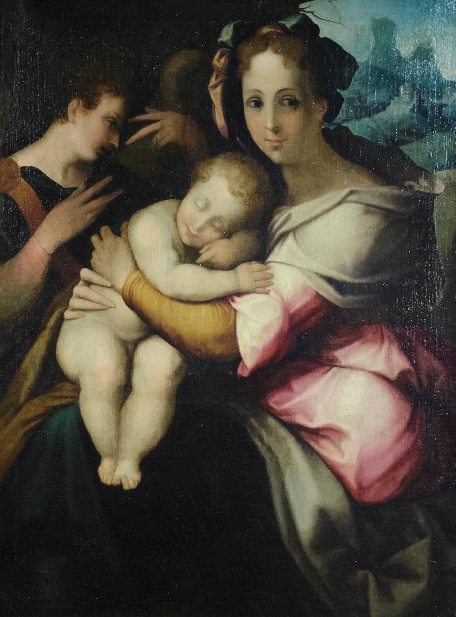 Szűzanya és gyermeke, ismeretlen toszkánai művész, 16. század közepe (olaj, vászon) alkotó: Italian School