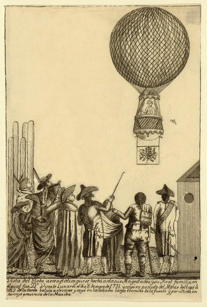 Kilátás a hőlégballonra, amelyet őfelsége pubja előtt készítettek. 1793. alkotó: Italian School