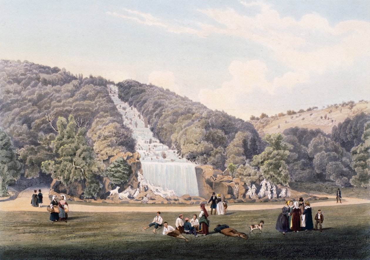 Vízesés a Caserta királyi palota parkjában, Olaszországban alkotó: Italian School