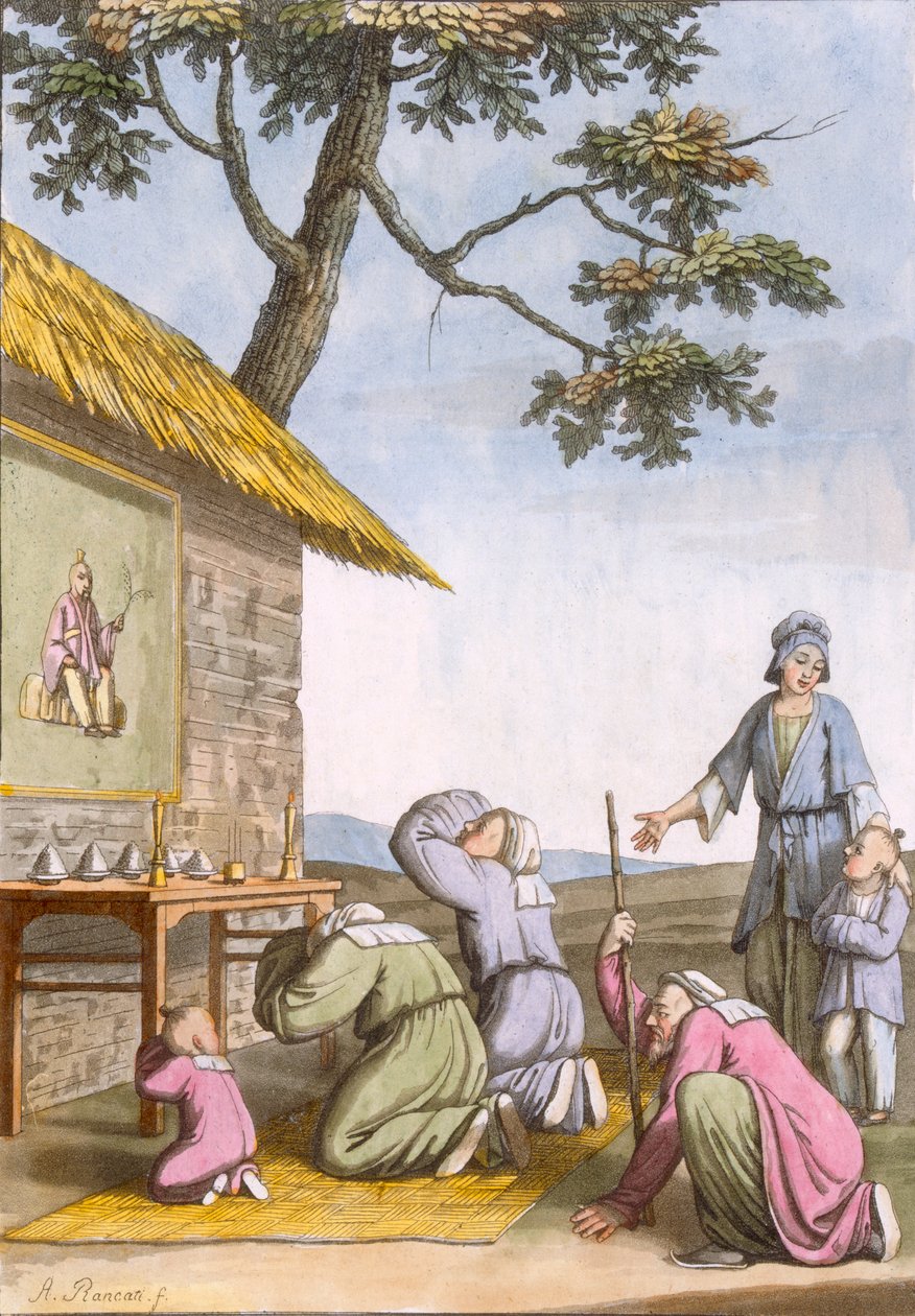 Útszéli taoista szentély vidéken, Giulio Ferrario Costume dei... című művéből, 1820-as és 30-as évek körül alkotó: Italian School