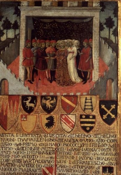 Esküvői lakoma, Sienese, 1400 körül alkotó: Italian School