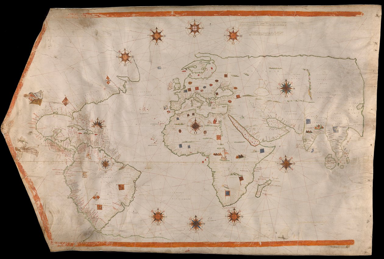 Világtérkép pergamenre, 1540 körül (pergamen) alkotó: Italian School