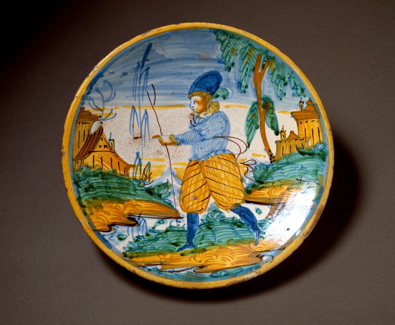 A nemesség fiatalembere. Az olaszországi Viterbóban gyártott kerámialemez. 16. század vége Firenze, Museo Nazionale del Bargello alkotó: Italian School
