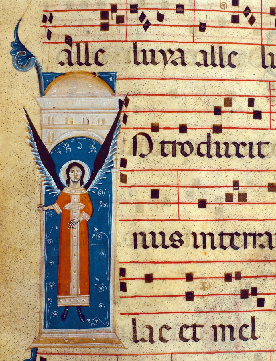 fol 4v. Részlet az angyalról a Gradualból, 1260 körül (415713 részlet) alkotó: Italian School