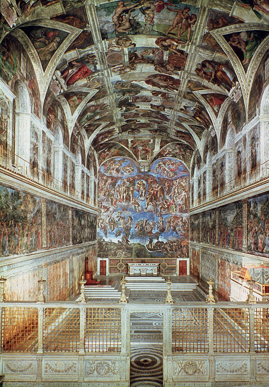 A Sixtus-kápolna belső képe (restaurálás előtt) alkotó: Italian School Italian School