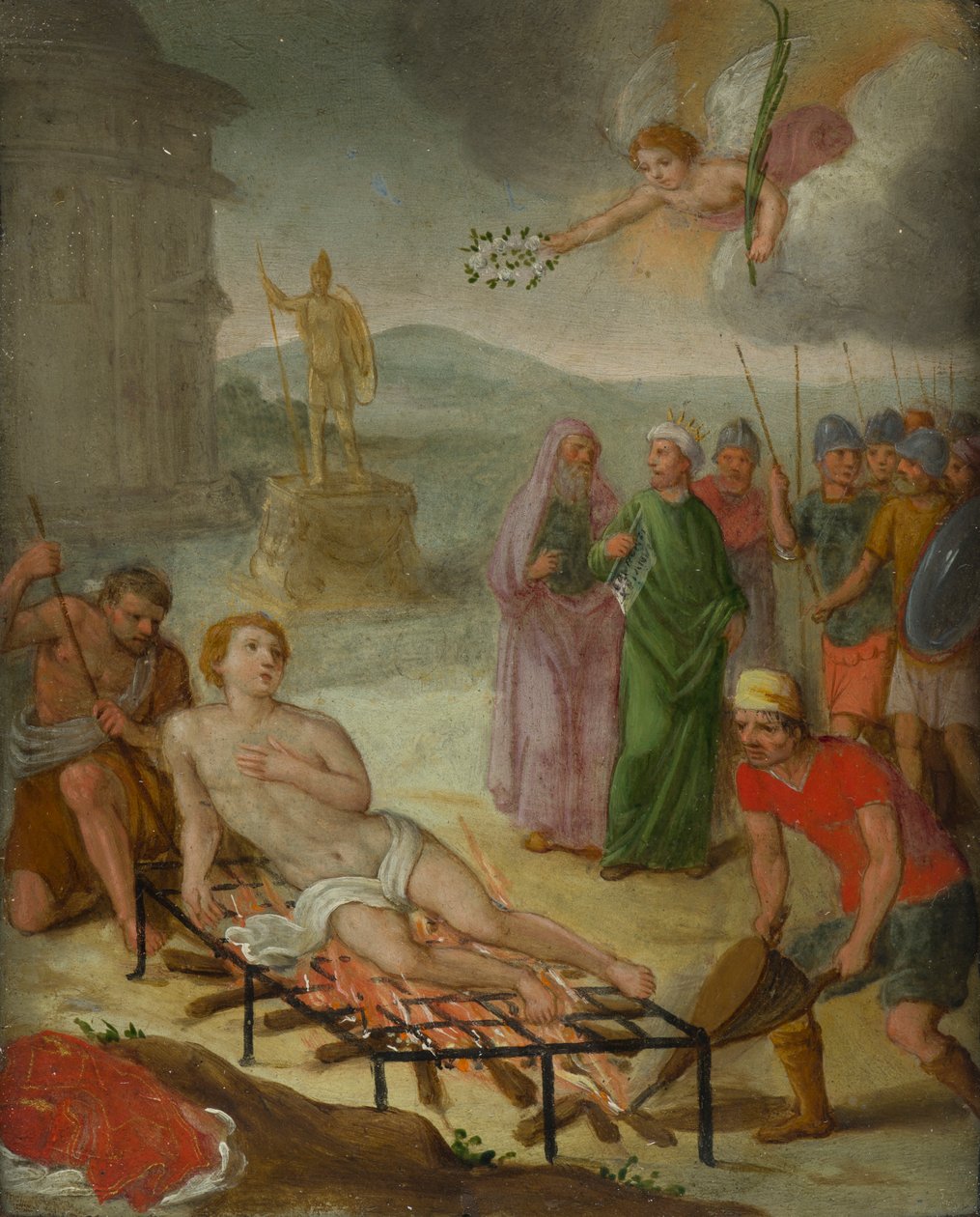Szent Lőrinc mártíromsága, 1600-99 körül (olaj, réz) alkotó: Italo Flemish School