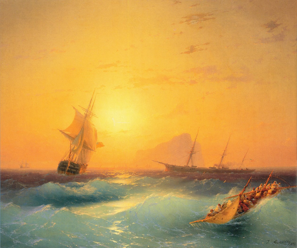 Amerikai hajók a Gibraltári sziklánál alkotó: Ivan Konstantinovich Aivazovsky