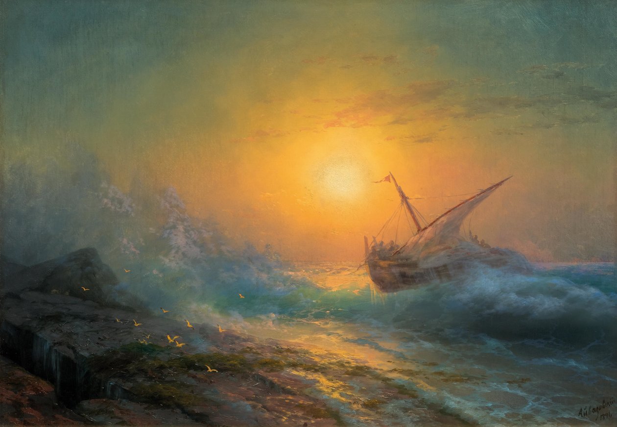 Viharos tenger az utófényben alkotó: Ivan Konstantinovich Aivazovsky