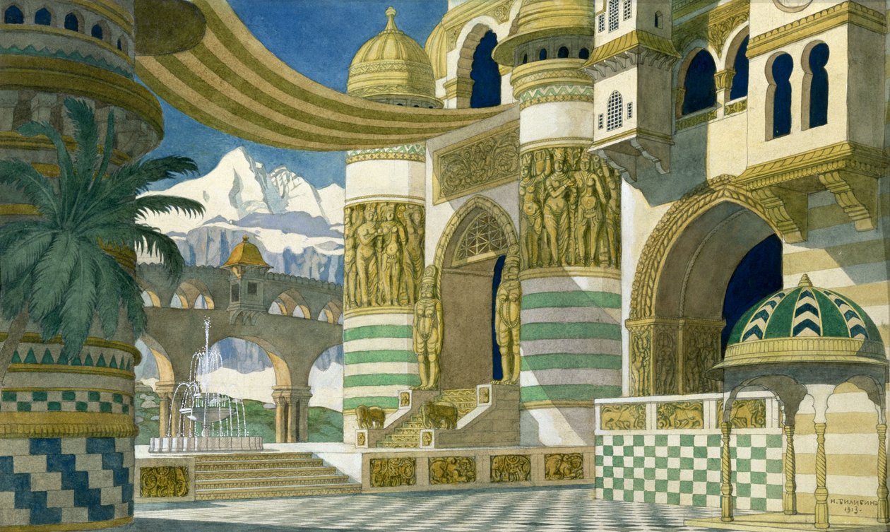 Vázlat Glinka „Ruslan és Ljudmila” operájáról, 1913 alkotó: Ivan Yakovlevich Bilibin